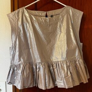 Silver/gold ruffle party Crop Top  Anthropologie